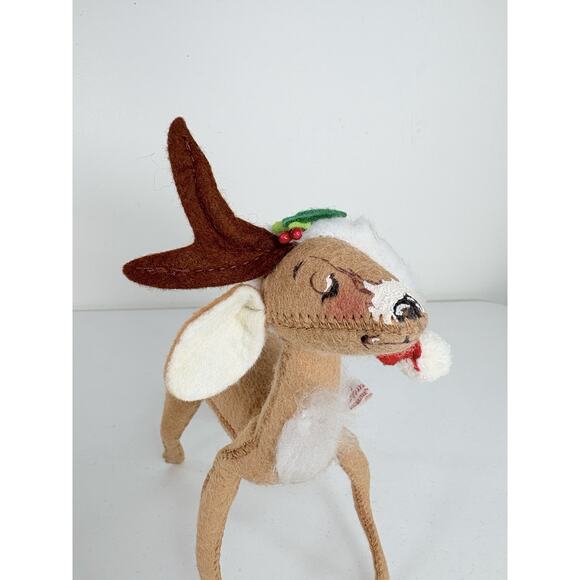 Vtg 1970 Annalee Reindeer Mobilitee Standing Posable With Santa Hat Christmas - Picture 2 of 11
